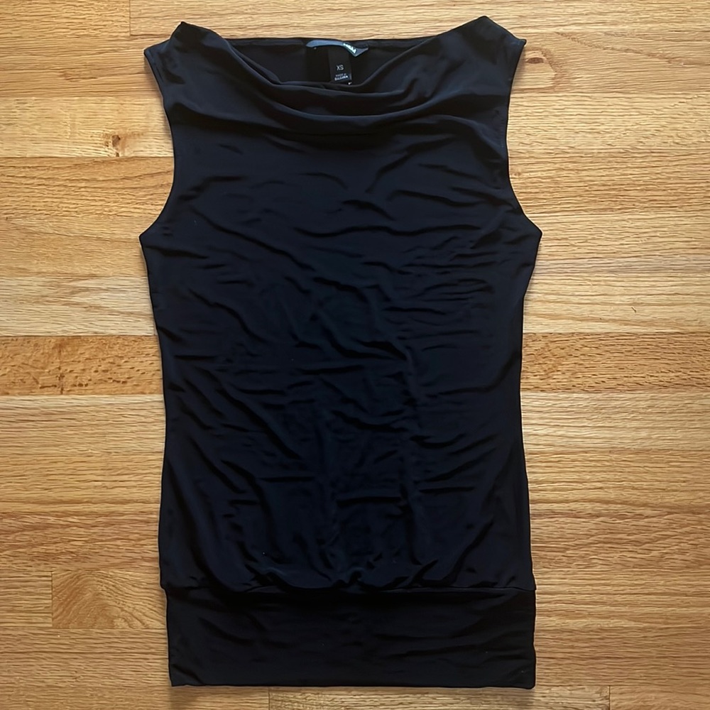 Sleeveless Cowl Neck Black Top